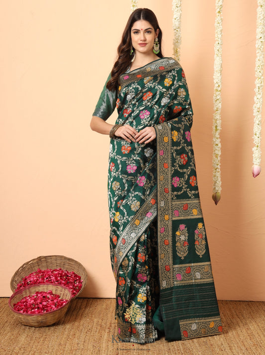 Pure handwoven kataan silk jangla Sari