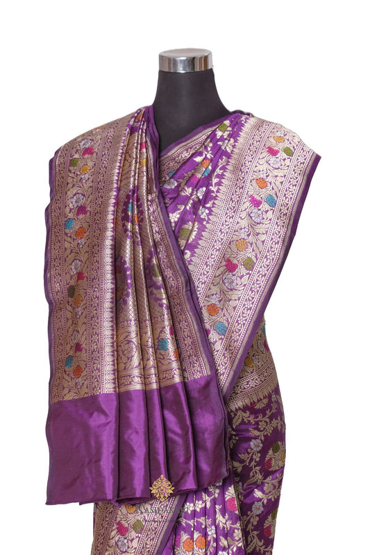 Purple Banarasi Katan Silk Handloom Saree