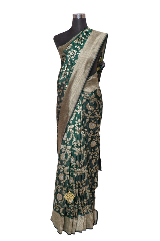 Green Banarasi Katan Silk Handloom Saree