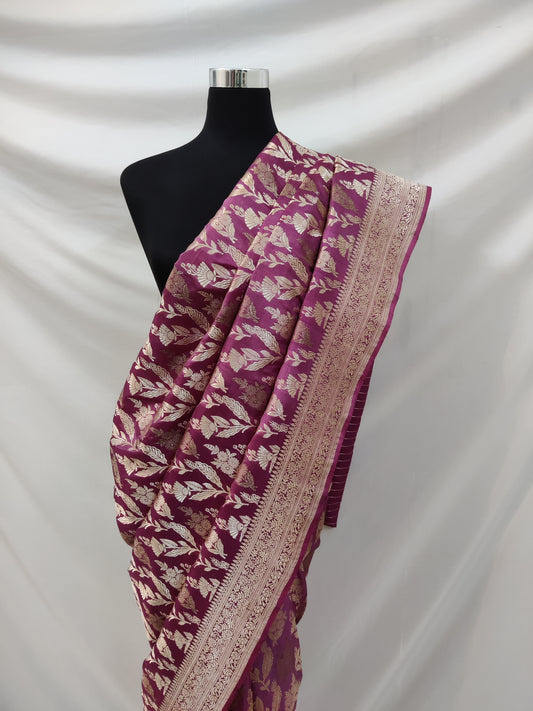 Mauve Banarasi Katan Silk Handloom Saree