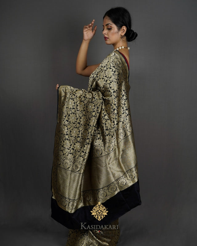 Black Banarasi Silk Handloom Saree