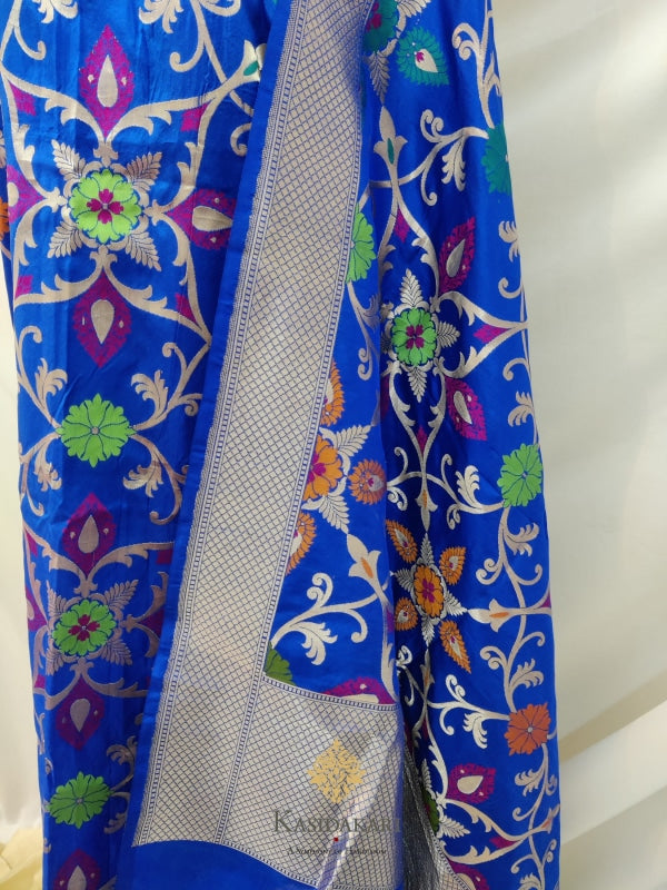 Blue Katan Silk Banarasi Handloom Dupatta