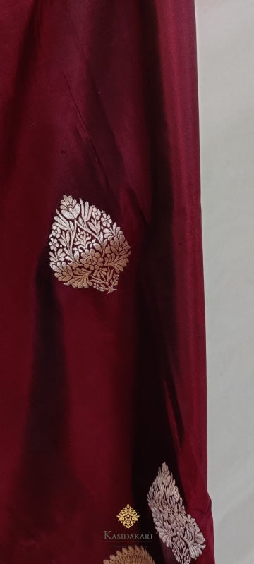 Brown Katan Silk Banarasi Handloom Dupatta