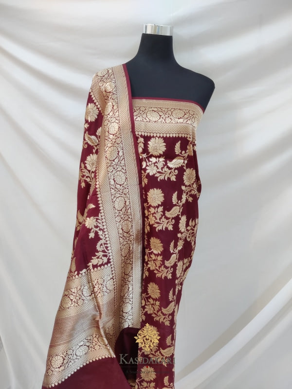 Brown Katan Silk Handloom Dupatta