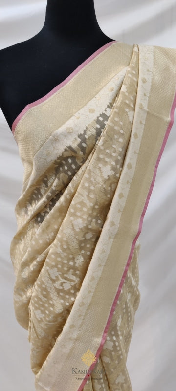 Cream Banarasi Cotton Jamdani Handloom Saree