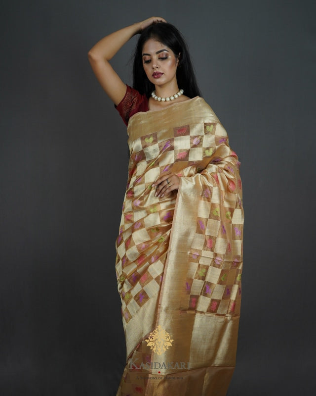Gloden Tissue Handloom Banarasi Saree