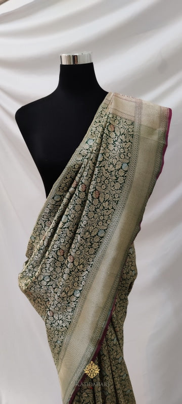 Green Banarasi Silk Vasket Handloom Saree