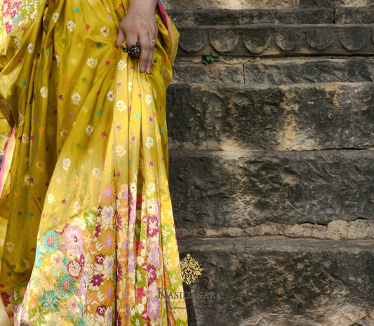 Mustard Banarasi Katan Silk Handloom Saree