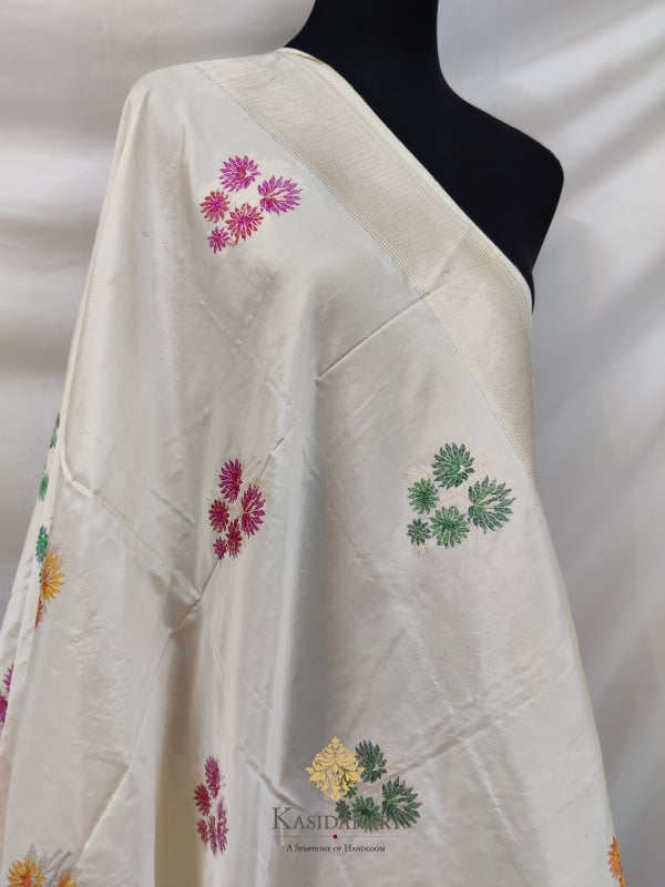 Off-White Katan Silk Banarasi Handloom Saree