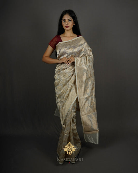 Off White Tissue Handloom Banarasi Saree