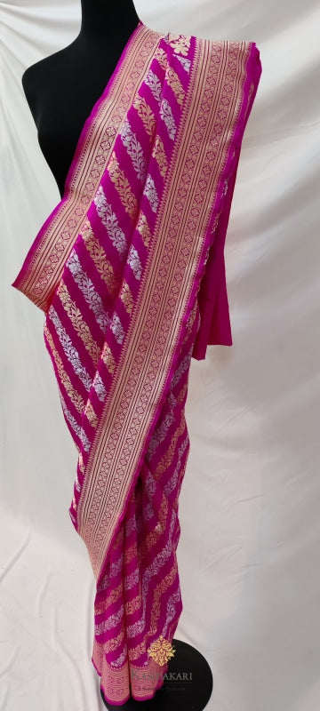 Pink Banarasi Katan Silk Handloom Saree