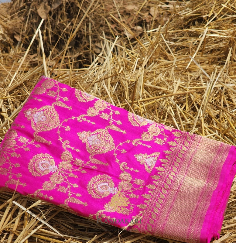 Pink Kadwa Katan Silk Banarasi Saree