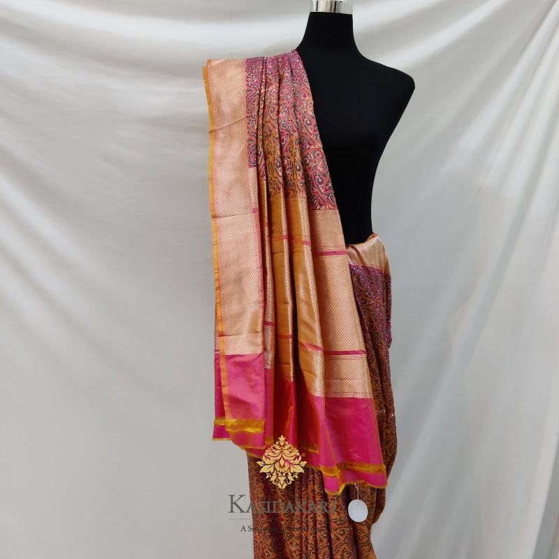 Pink Katan Silk Handloom Banarasi Saree
