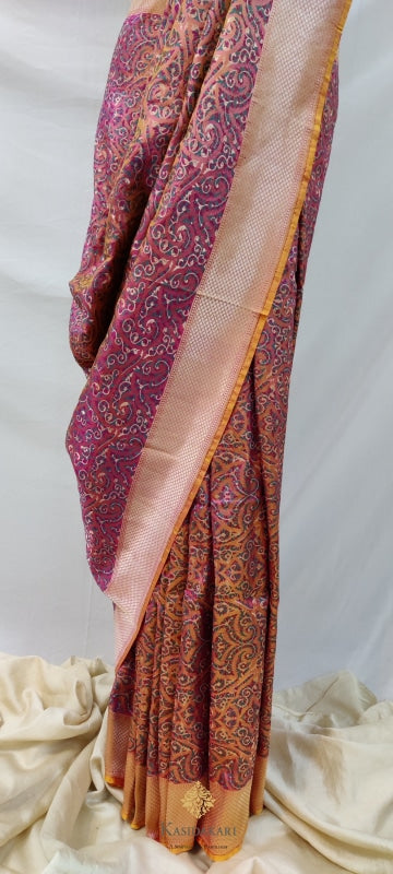 Pink Katan Silk Handloom Banarasi Saree