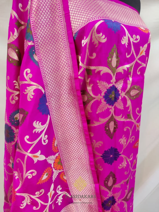 Pink Katan Silk Handloom Dupatta