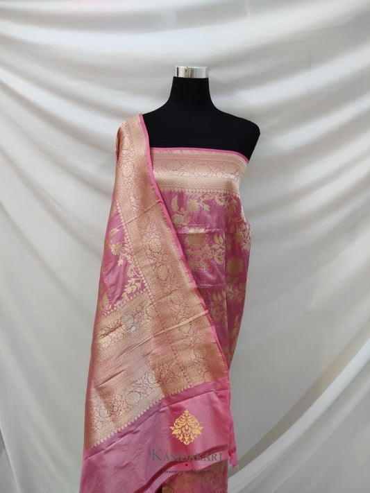 Pink Katan Silk Handloom Dupatta