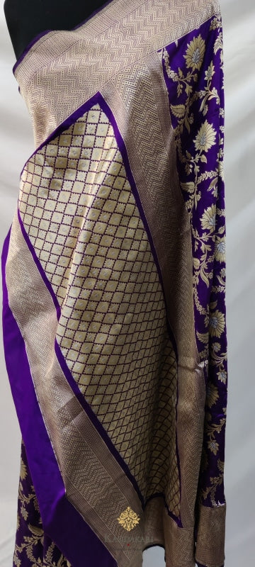 Purple Katan Silk Banarasi Handloom Saree