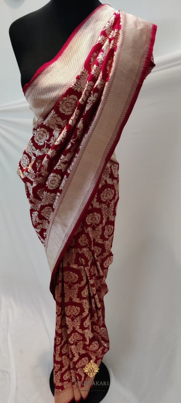 Red Banarasi Katan Silk Handloom Saree