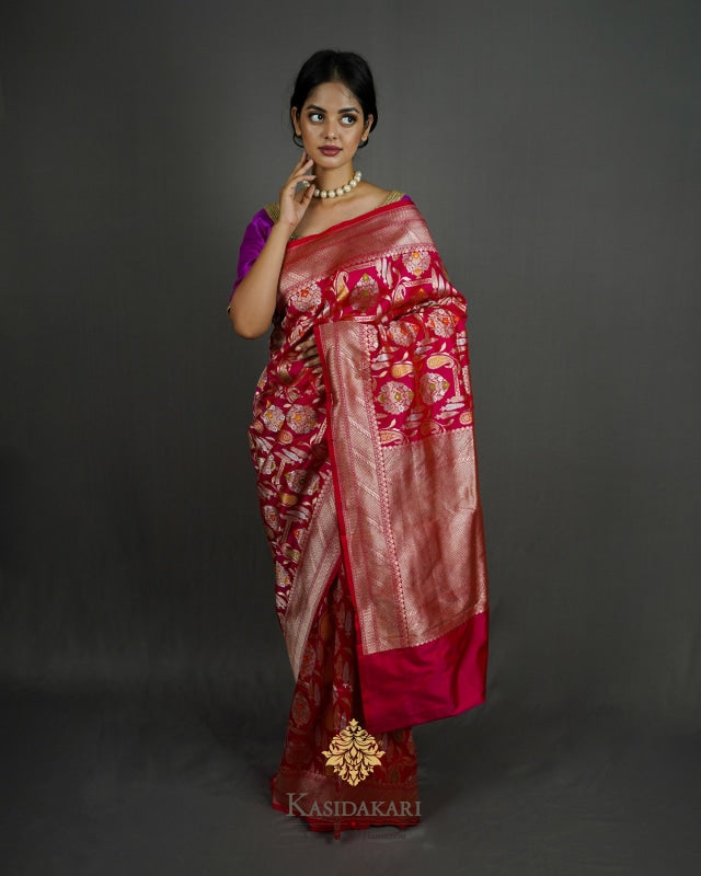 Red Banarasi Katan Silk Handloom Saree